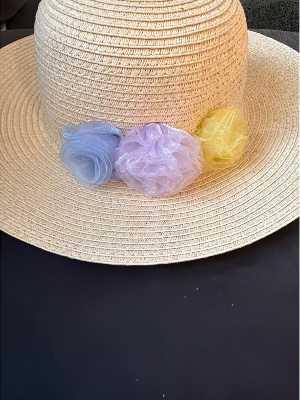 Janie and Jack Girls' Straw Sun Hat with Colorful Flower Accents, Size 4-5Y